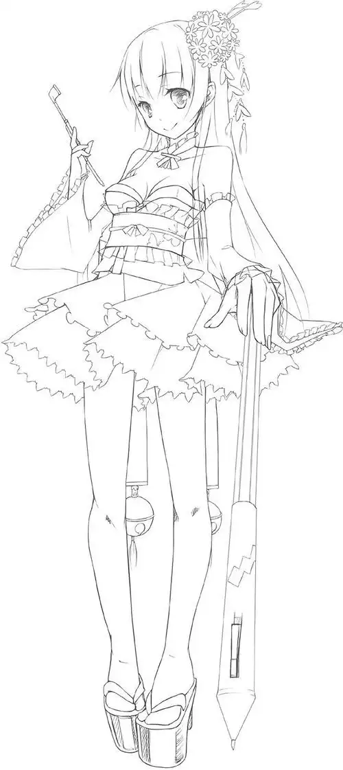 线稿全身漫画卡通人物绘画