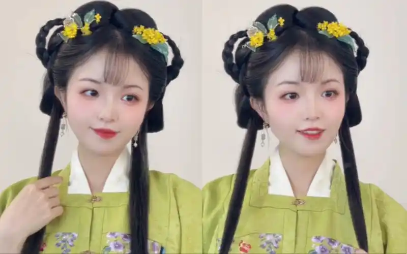 汉服发型教程|公主请学!超简单明制少女发型