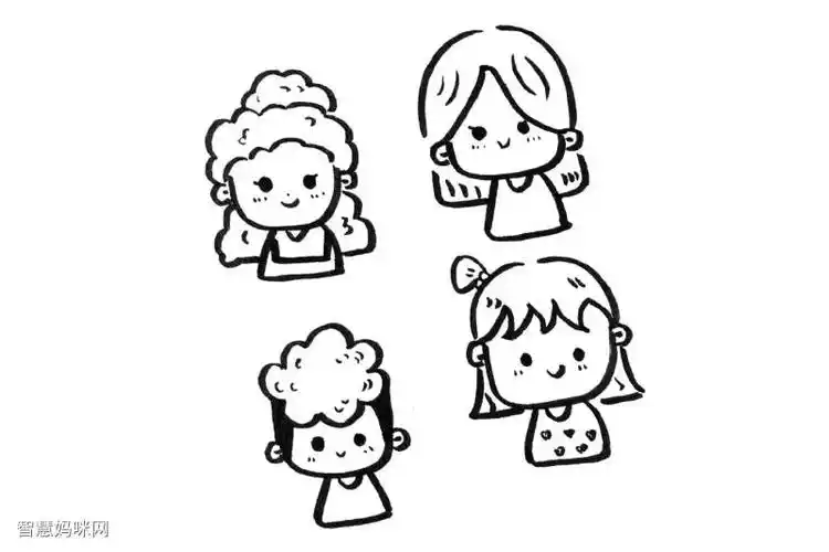 一组关于人物的可爱风简笔画图片