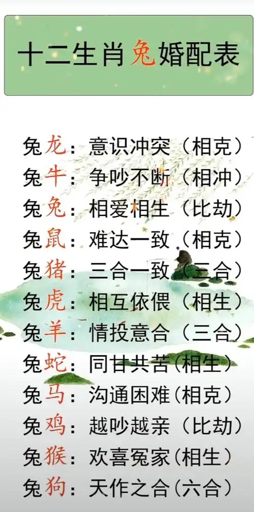 属猪大吉婚配羊未兔卯忌婚配蛇己猴申虎寅十二生肖属相婚配大全2十二