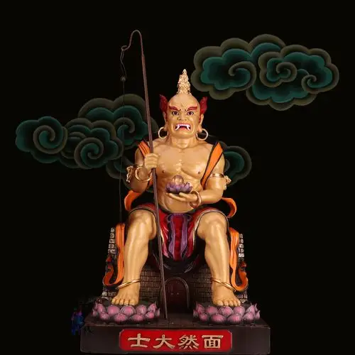 典藏纯铜鬼王面然大士爷佛像救苦救难普渡公玄关镇宅铜彩供奉摆件