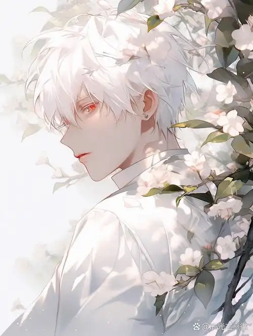 【白发男生动漫头像】花的温柔,抵御一切