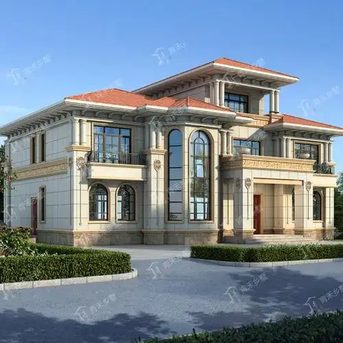 这款欧式别墅占地238平方,大面宽,整个外观看起来非常气派.