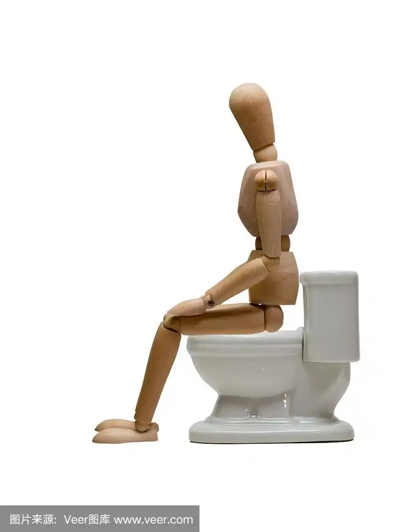 人体模型坐在马桶上