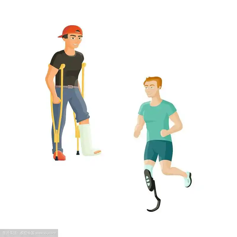 一个带假肢的运动员摔断了腿