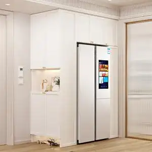法式鞋柜冰箱柜一体奶油风家用小户型餐边柜入户玄关柜嵌入厨房柜