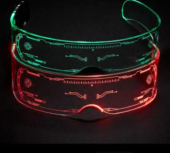 蹦迪装备科技未来感发光七彩led眼镜赛博朋克超酷墨镜抖音同款科幻