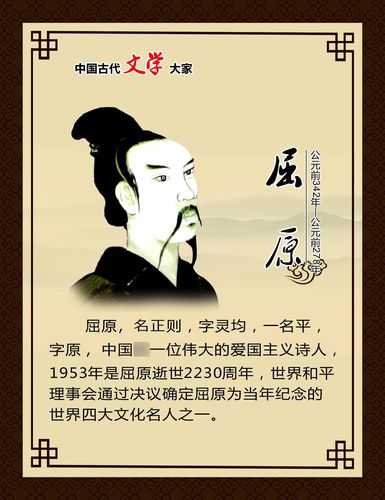 762海报印制展板写真喷绘193学校园文化古代文学家名人简介屈原1