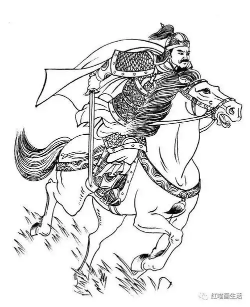 白描|英姿飒爽马上将军