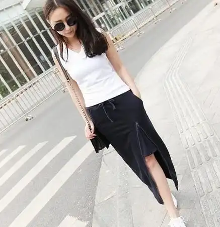 一步裙拉链长裙搭配