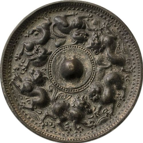 古玩汉代老铜镜收藏 复古圆形瑞兽铜镜 物件包邮