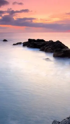 海岸岩石,天空,水,落日风景