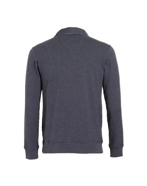 深藏蓝时尚商务百搭纯色长袖polo衫