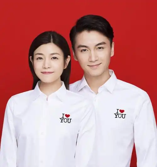 结婚登记证件照情侣款拍照服装棉尖角长袖领证白衬衫男女