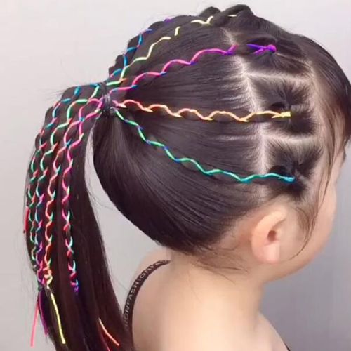 网红小熙瓜云南七彩渐变潮辫脏辫编发绳民族风嘻哈儿童彩带彩绳