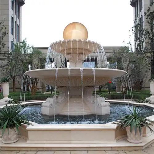 岭亿雕塑石雕喷泉大理石喷泉流水摆件欧式喷水池景观流水摆件厂家