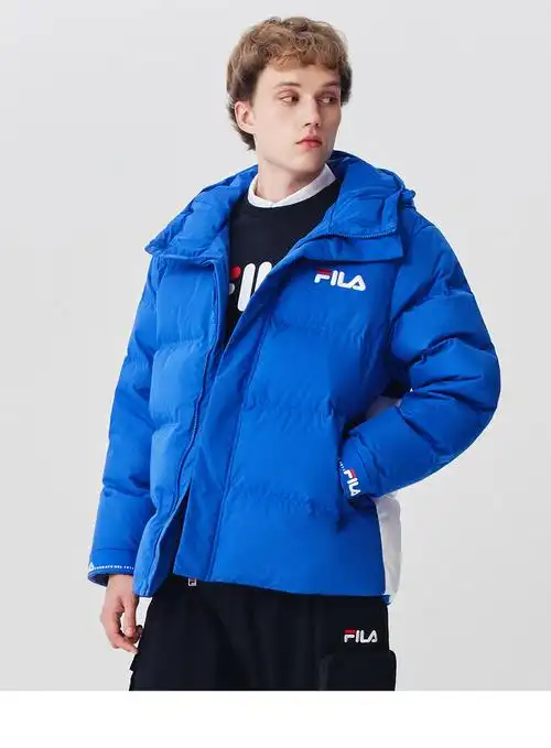 fila斐乐男士羽绒服冬季保暖连帽短款白色休闲外套 标准白-wt 175/96a