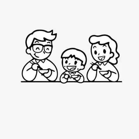 小学生一家三口简笔画