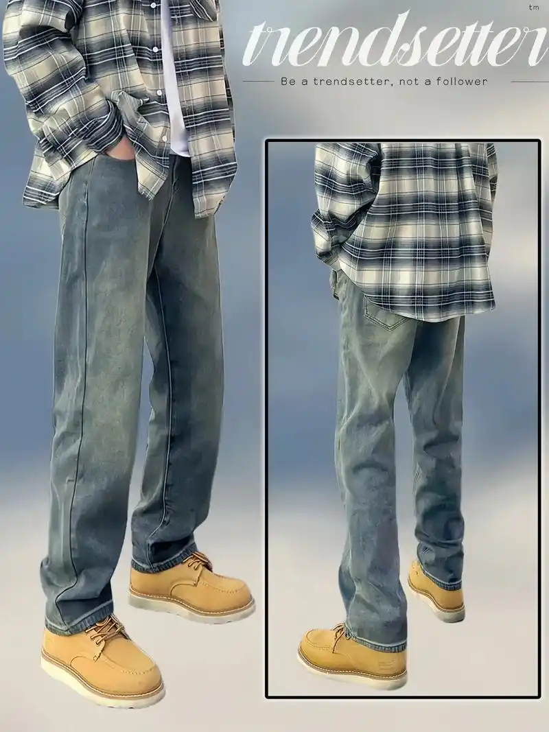 复古高街直筒牛仔裤,男生穿搭少不了,时尚又帅气!这款裤子不仅 - 抖音