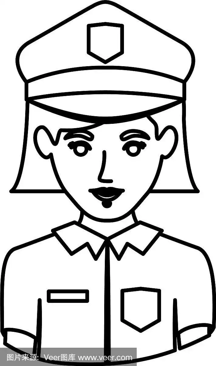 单色轮廓半身女警
