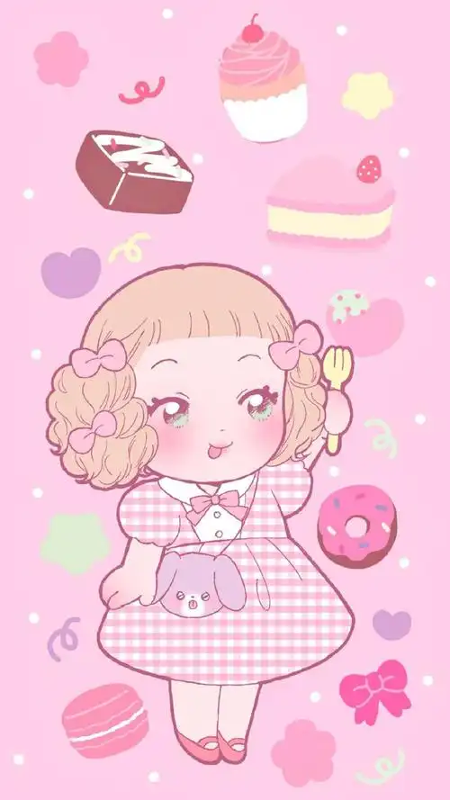 粉嫩少女心可爱卡通图片手机壁纸