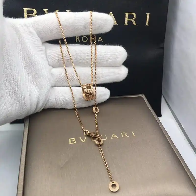 bvlgari宝格丽玫瑰金回形针镂空项链帕莲轮 bvlgari宝格丽玫瑰金