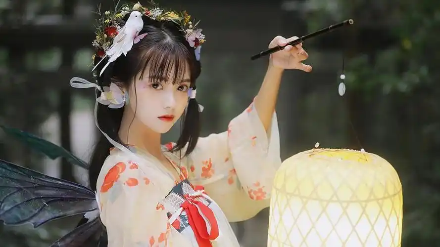 汉服小仙女唯美蝶翼梦幻写真,高清壁纸图片,可爱美女-回车桌面