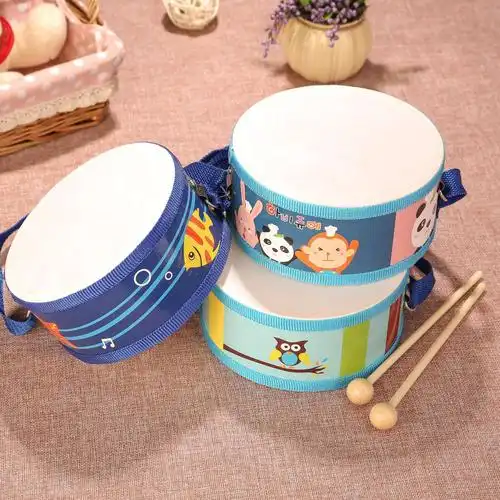 热销宝宝腰鼓玩具打击乐器_乐器儿童鼓手敲打击乐器玩具宝宝双面鼓