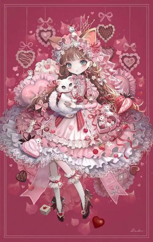 洛丽塔风格的少女插画画风很精美的动漫少女