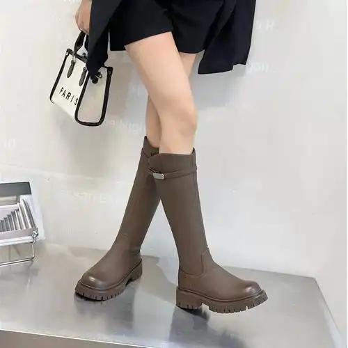 店不过膝长靴女秋冬新款圆头厚底长筒高靴百搭瘦瘦靴华姐严选女鞋