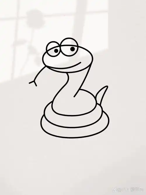 可爱小蛇简笔画,用数字画蛇秒会