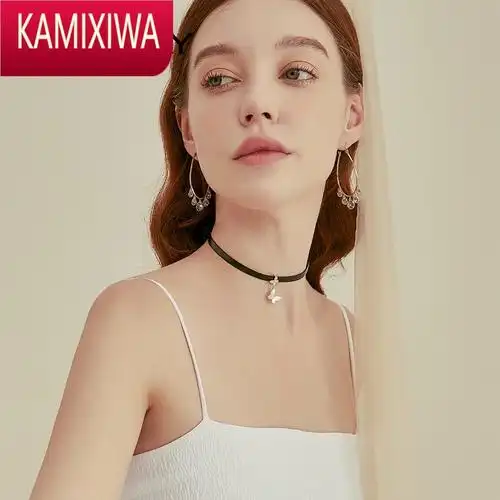 kamixiwa蝴蝶纷飞颈链项圈女短款简约气质网红choker脖子饰品颈带项链