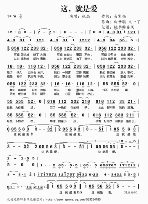 张杰《这就是爱》电吉他谱
