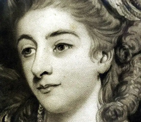 《本怀德女士肖像》局部,可以见到美柔汀铜版画家瓦特生的细腻技法.