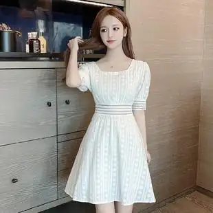 小清新法式雪纺连衣裙女小个子设计感显瘦2021新款夏短裙小众复古