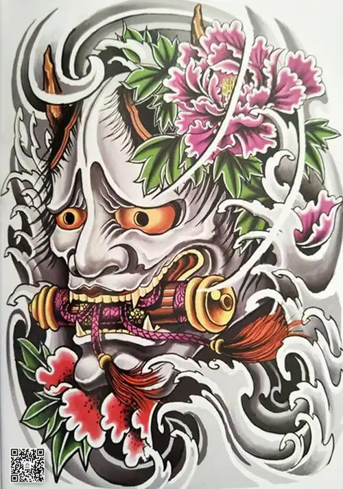 日式满背通体新老传统般若纹身手稿素材