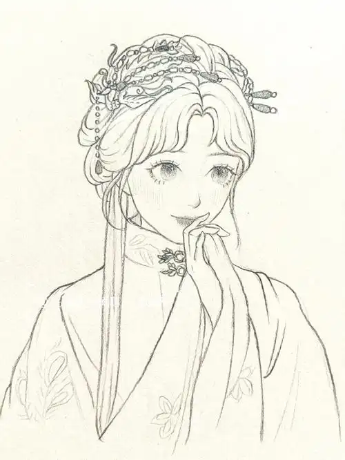 手绘教程  #线稿  #手绘  #画画的日常  #古风手绘  #古风线稿人像