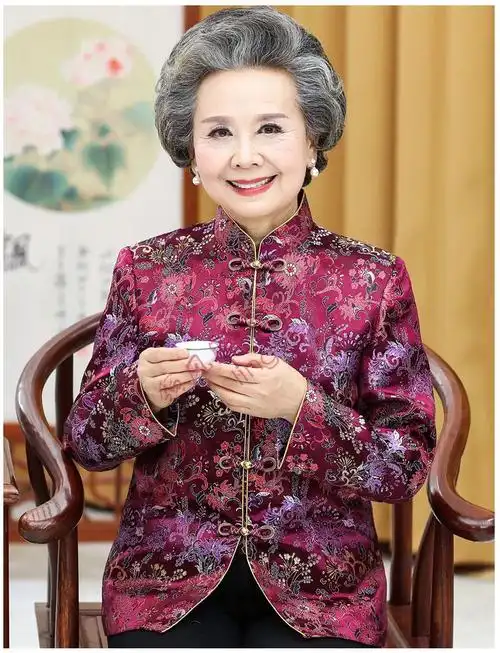 中老年装高端轻奢过寿唐装80岁老年人外套生日老人衣服