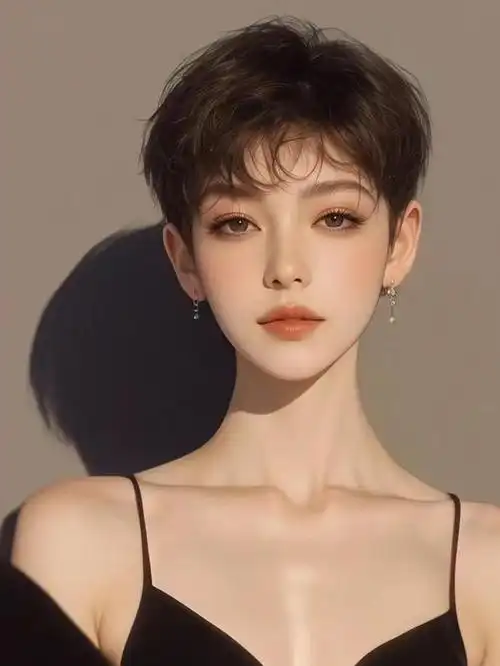 女士发型剪来剪去最爱还是蓬松纹理短发好看时尚美美哒