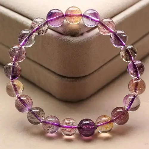 子如 收藏级 天然紫发晶 草莓晶 紫草莓发晶 手链 女饰品 招人缘