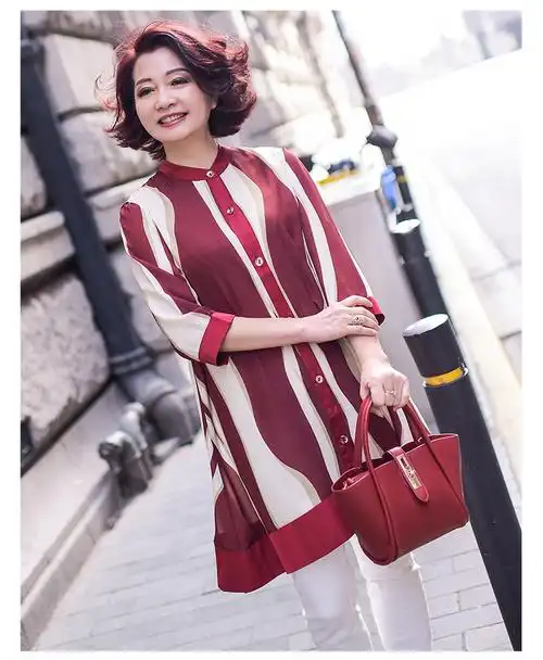 衬衫妈妈装大码中袖上衣40-50岁春装中年女装定制【价格 图片 品牌