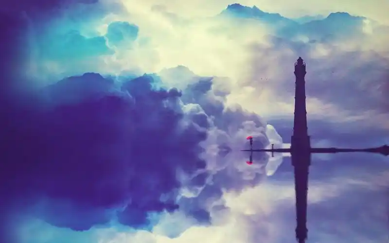 好看的蓝色晕染静谧天空动漫场景唯美画面桌面壁纸下载