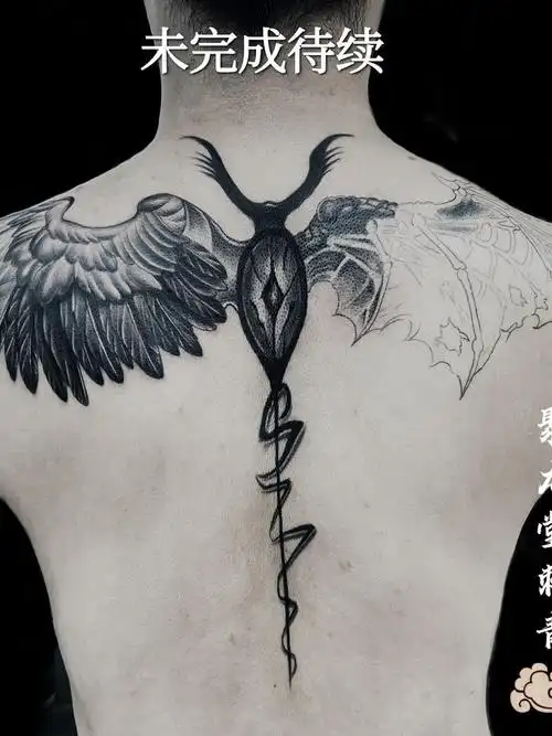 天使恶魔翅膀_纹身图案手稿图片_文博老师的纹身作品集