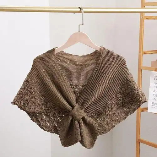 护颈椎针织披肩空调房披肩夏斗篷夏天办公室护颈椎的小披肩毛线手工