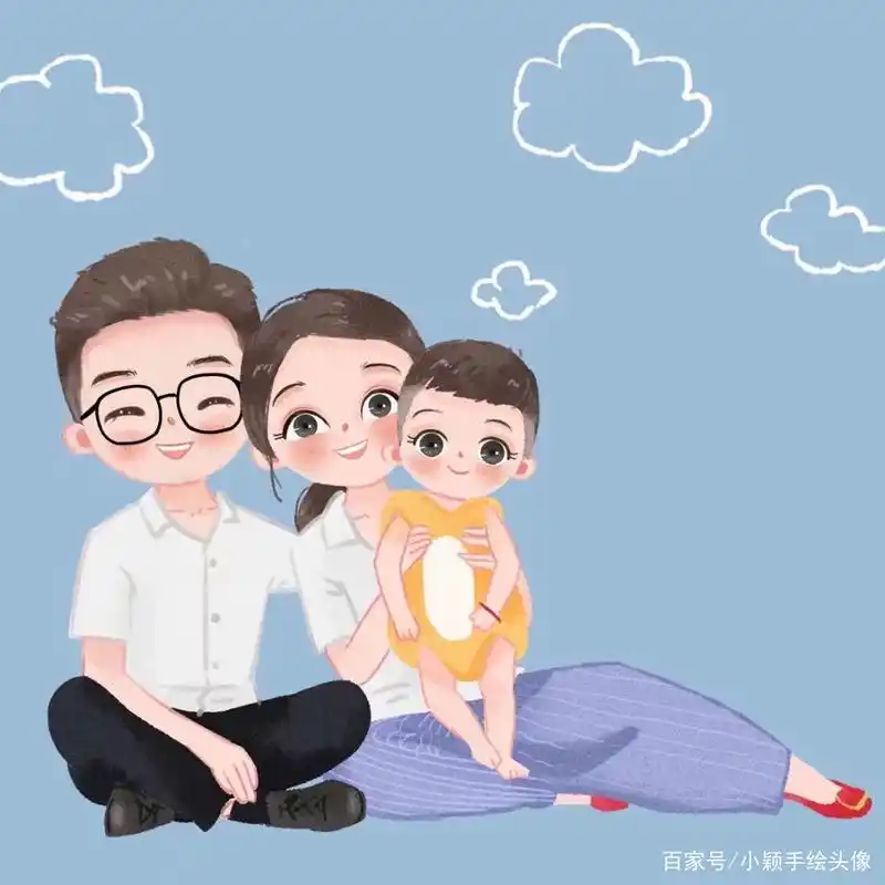 全家福年味头像,一家三口,四口动漫头像,简单又好看