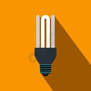 游泳池照明黄色背景的平板式荧光灯图标插画