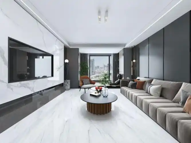 裕景陶瓷新品7501500mm通体大理石瓷砖自然石纹装修效果图