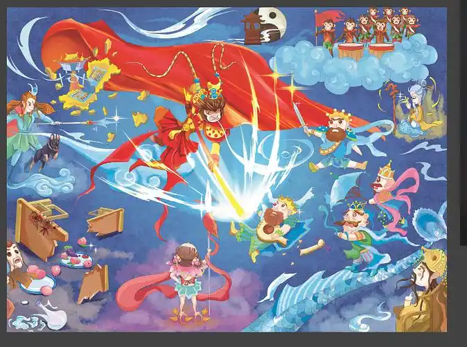 孙悟空大闹天宫儿童插画