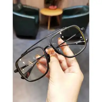 名逸2021新款防蓝光眼镜框复古男女大脸加宽双梁眼镜架变色潮防蓝光
