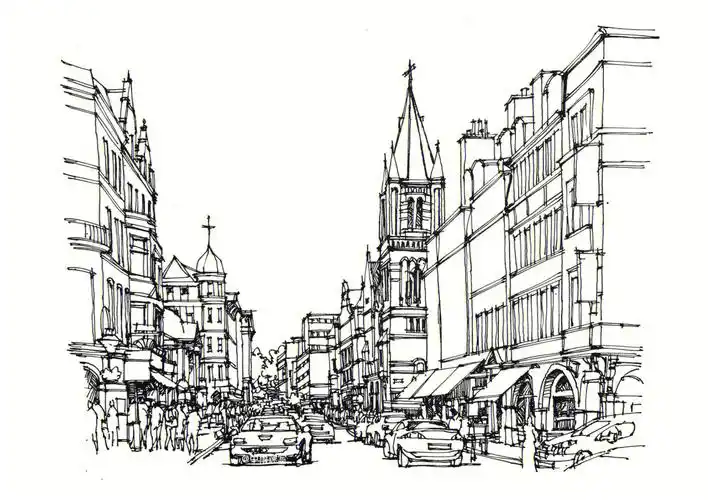 附详细步骤速写欧洲街景